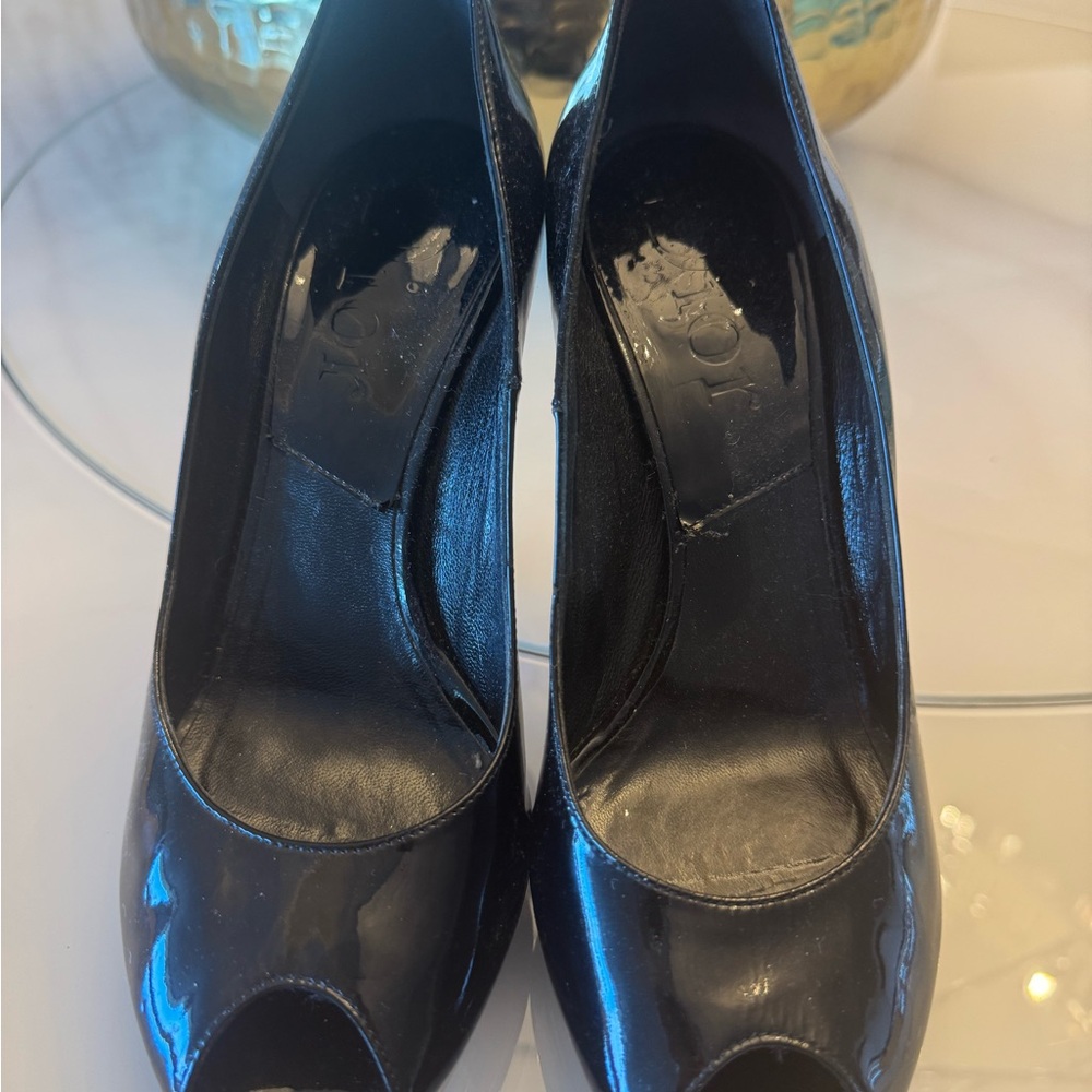 Dior classic patent Black Peep-Toe Heels
